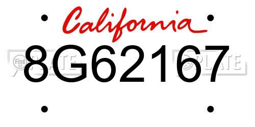 8G62167 California License Plate