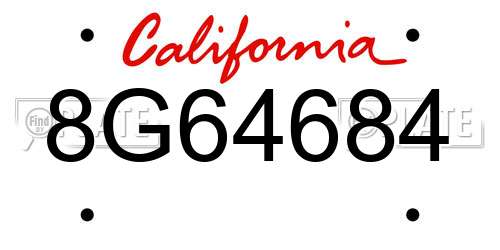 8G64684 California License Plate