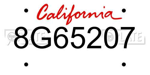 8G65207 California License Plate
