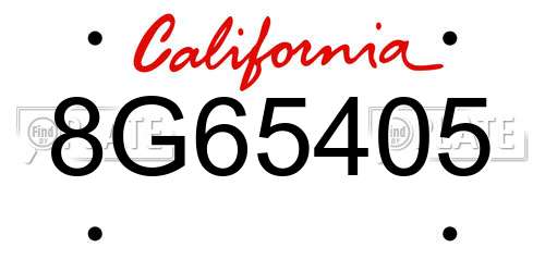 8G65405 California License Plate