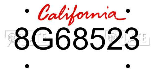 8G68523 California License Plate