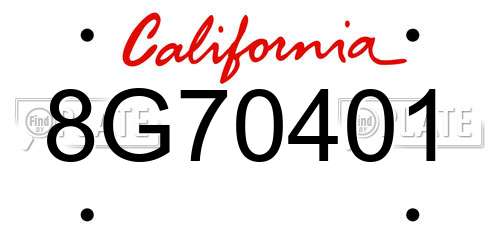 8G70401 California License Plate