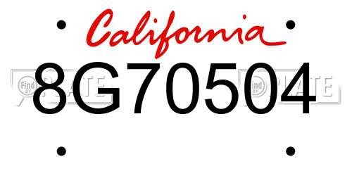8G70504 California License Plate