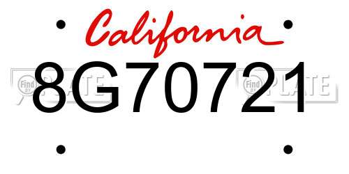 8G70721 California License Plate