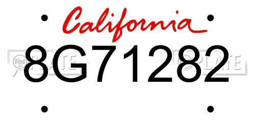 8G71282 California License Plate