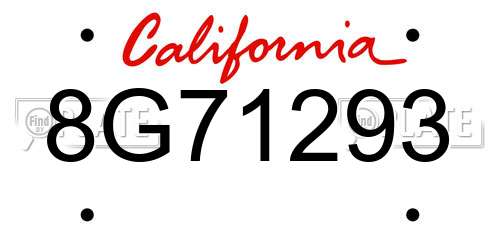 8G71293 California License Plate