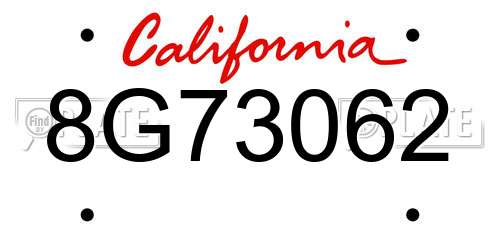 8G73062 California License Plate