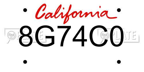8G74C0 California License Plate