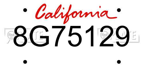 8G75129 California License Plate