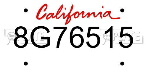 8G76515 California License Plate