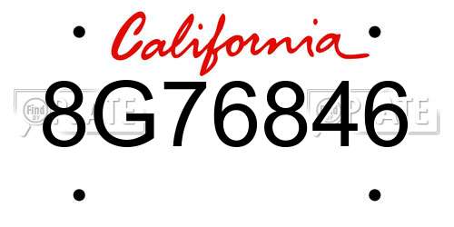 8G76846 California License Plate