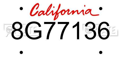 8G77136 California License Plate