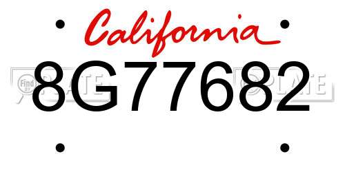 8G77682 California License Plate