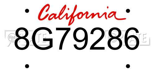 8G79286 California License Plate