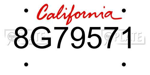 8G79571 California License Plate