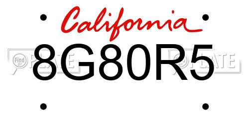 8G80R5 California License Plate