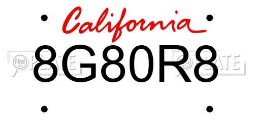 8G80R8 California License Plate