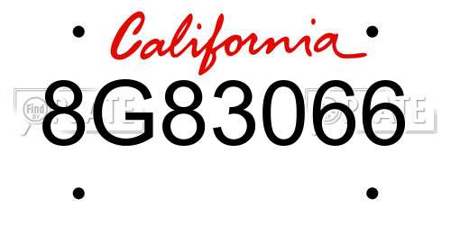 8G83066 California License Plate