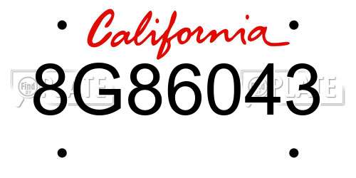 8G86043 California License Plate