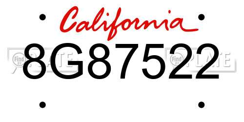 8G87522 California License Plate