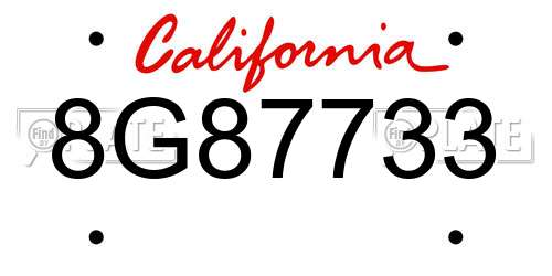 8G87733 California License Plate