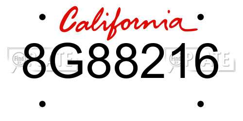 8G88216 California License Plate