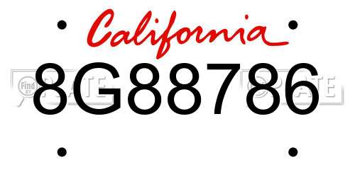 8G88786 California License Plate
