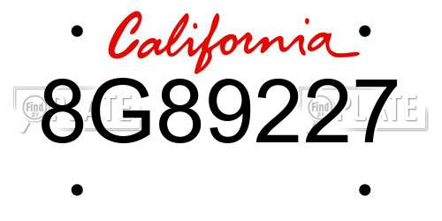 8G89227 California License Plate