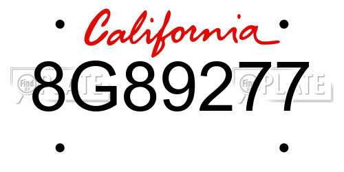 8G89277 California License Plate