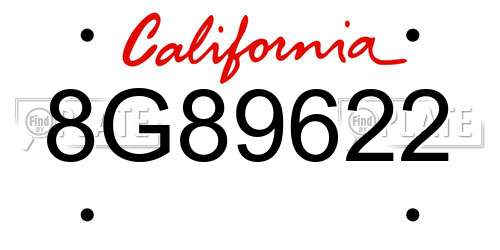 8G89622 California License Plate