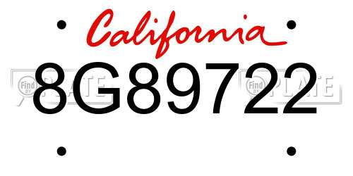 8G89722 California License Plate