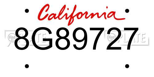 8G89727 California License Plate