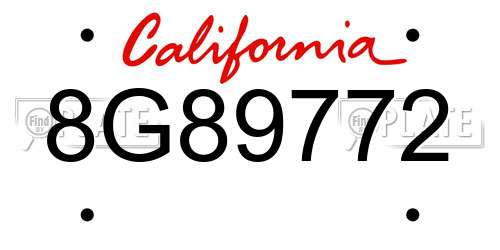 8G89772 California License Plate