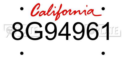 8G94961 California License Plate
