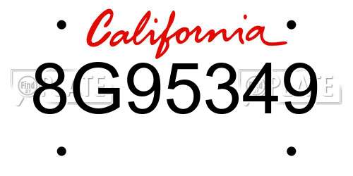 8G95349 California License Plate