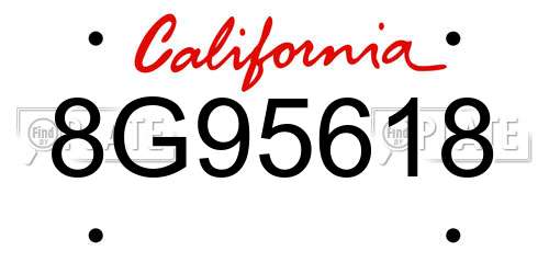 8G95618 California License Plate