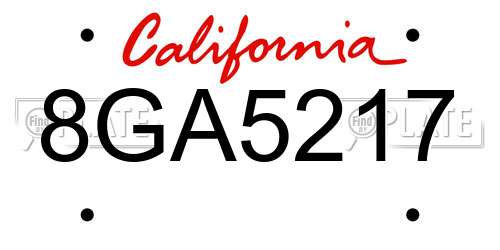 8GA5217 California License Plate