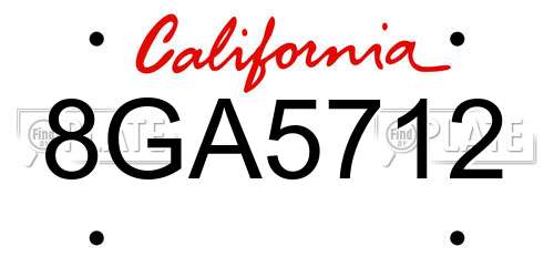 8GA5712 California License Plate