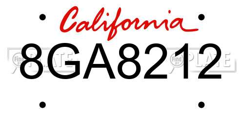 8GA8212 California License Plate