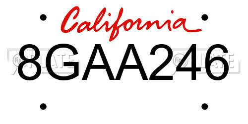 8GAA246 California License Plate