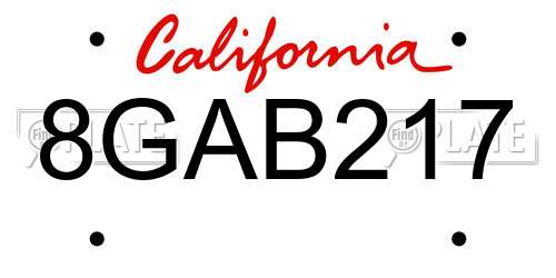 8GAB217 California License Plate