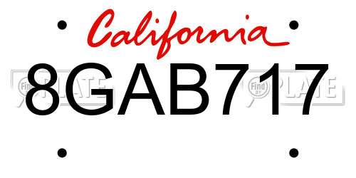8GAB717 California License Plate