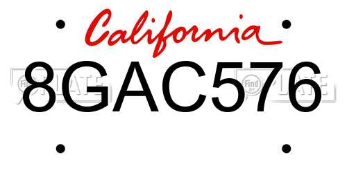 8GAC576 California License Plate