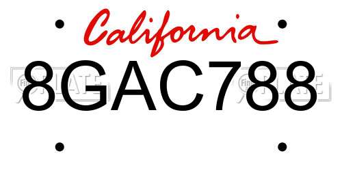 8GAC788 California License Plate