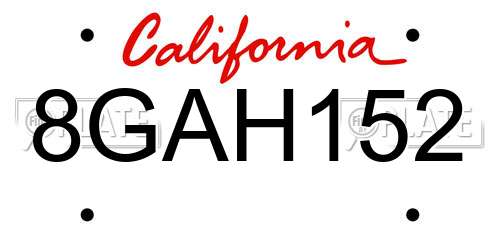 8GAH152 California License Plate