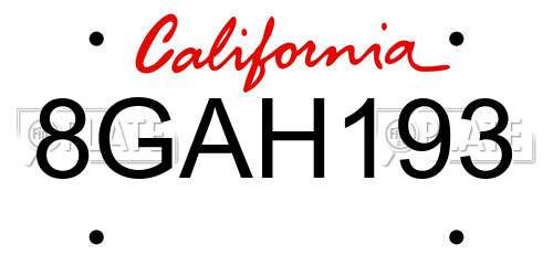 8GAH193 California License Plate