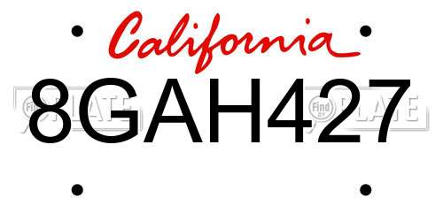 8GAH427 California License Plate