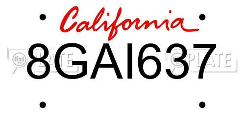 8GAI637 California License Plate