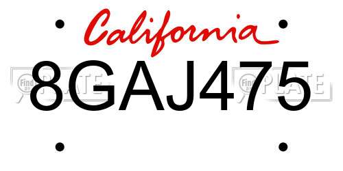 8GAJ475 California License Plate