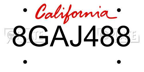 8GAJ488 California License Plate